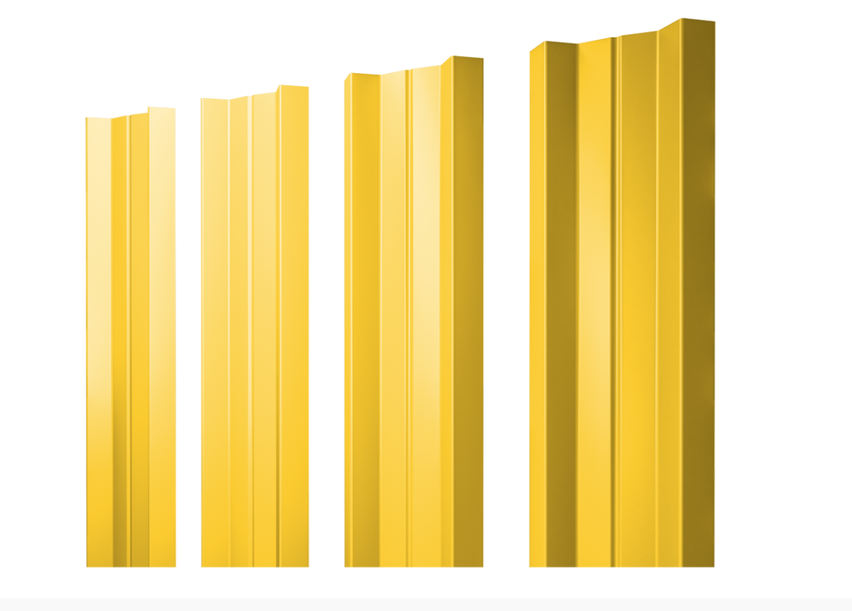 Штакетник М-образный А с прямым резом 0.45 PE RAL 1018 цинково-желтый