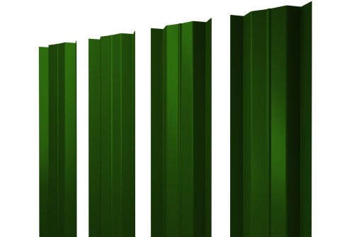 Штакетник М-образный В с прямым резом 0.45 PE RAL 6002 лиственно-зеленый