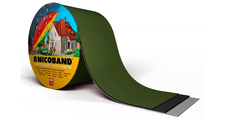 Лента герметизирующая Технониколь Nicoband самоклеящаяся 10мх10см, зеленая